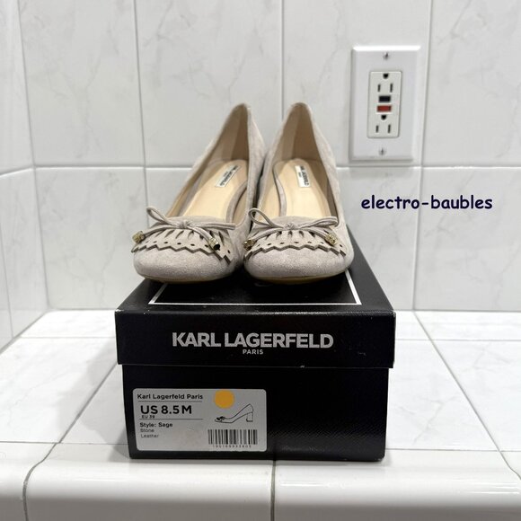 Karl Lagerfeld Paris Women's Suede "Sage" Pump in Stone Color Sz 8.5M NIB - Picture 9 of 10
